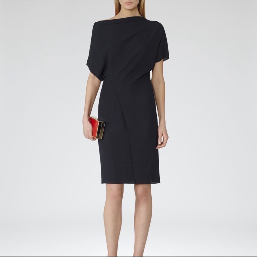 Reiss lira asymmetric dress in black. Barely worn. Drycleaned. No flaws